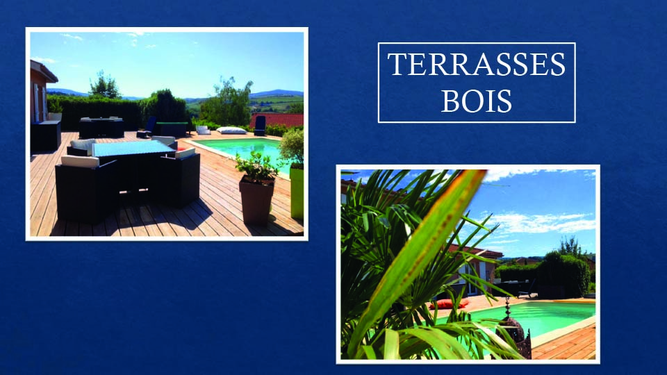 montage de photos représentant des terrasses bois